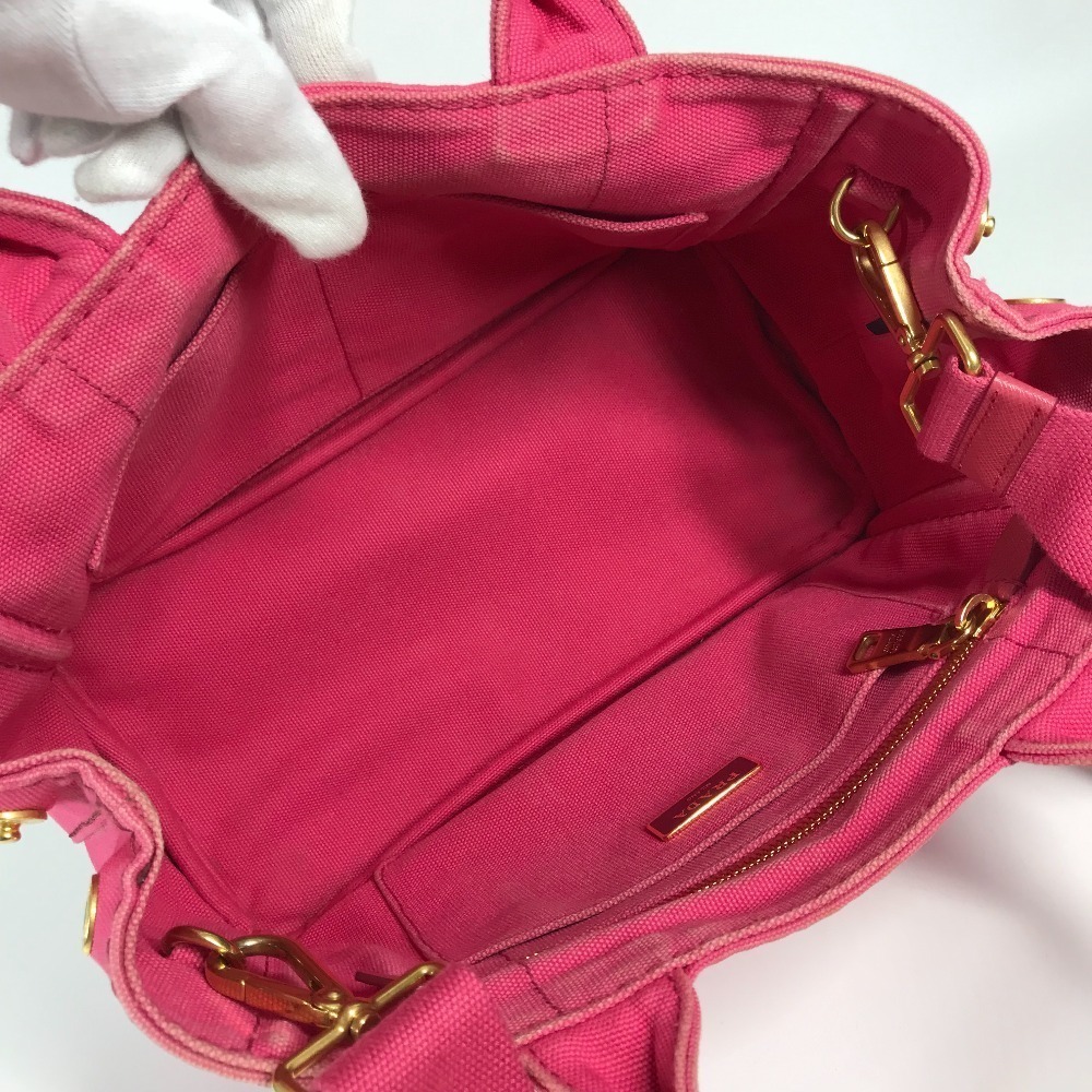 Prada Canapa logo tote bag shoulder crossbody handbag pink canvas - Picture 14 of 15